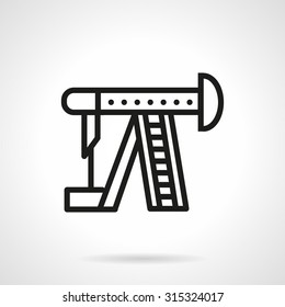 Black simple line design vector icon for oil industry equipment. Oil extraction, pump jack. Elements of web design for business or website.