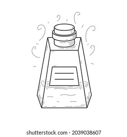 Black Simple Line Glass Flask Doodle Outline Potion Drink Elixir Liquid Element Vector Design Style Sketch Isolated Illustration Magic Witchcraft