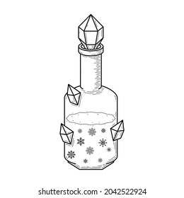 Esbozo de diseño de vectores de elementos líquidos Esbozo de vidrio de línea simple negro Esbozo de dibujo de dibujo de hielo Poción de hielo Bebida de copo de nieve Elixir Esbozo de diseño de elementos líquidos Ilustración Isolación Ilustración Brujería mágica