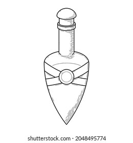 Black Simple Line Glass Flask Doodle Outline Potion Drink Elixir Liquid Element Vector Design Style Sketch Isolated Illustration Magic Witchcraft