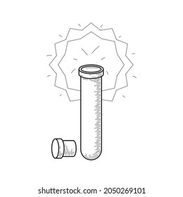 Black Simple Line Glass Flask Doodle Outline Potion Drink Elixir Liquid Element Vector Design Style Sketch Isolated Illustration Magic Witchcraft