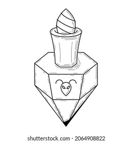 Black Simple Line Glass Flask Doodle Outline Potion Drink Elixir Liquid Element Vector Design Style Sketch Isolated Illustration Magic Witchcraft