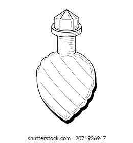 Black Simple Line Glass Flask Doodle Outline Potion Drink Elixir Liquid Element Vector Design Style Sketch Isolated Illustration Magic Witchcraft