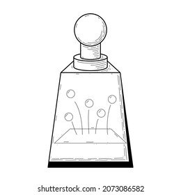 Black Simple Line Glass Flask Doodle Outline Potion Drink Elixir With Bubbles Liquid Element Vector Design Style Sketch Isolated Illustration Magic Witchcraft