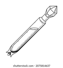 Black Simple Line Glass Flask Doodle Outline Potion Drink Elixir Liquid Element Vector Design Style Sketch Isolated Illustration Magic Witchcraft