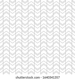 Black simple line retro seamless surface pattern design with minimalist continous jagged flooring patchwork ornamentation. Repeatable tessellation ethnic backdrop vector isolated on white background