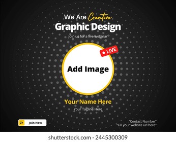 Black Simple Live Online Graphic Design Course Social Media Post Design Vector EPS 10 