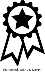 Black simple medal icon, winner vector, victory sign, leader symbol