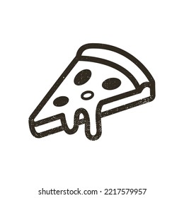 Black simple minimalistic line art emblem of slice of pizza