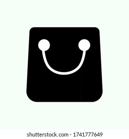 Black simple modern shoping bag flat vector icon
