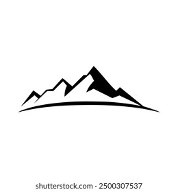 Black simple mountains icon isolated on white background.