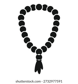Black simple prayer beads icon representing religion, meditation, and spiritual practices