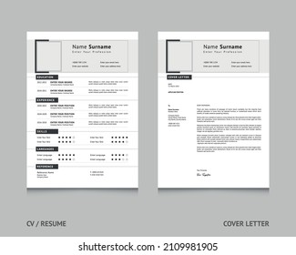 Black Simple Professional Resume Template CV Format With Cover Letter