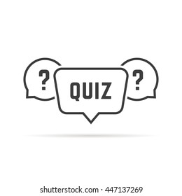 black simple quiz with speech bubbles. concept of vote, intelligence, brainstorm, quizz, time game stamp. flat lineart style trend modern graphic design vector illustration on white background