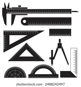 black simple ruler vector set