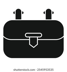 Black simple small handbag icon with a closed clasp, isolated on a white background