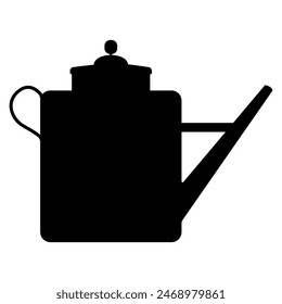 Black simple square silhouette of watering can for gardening