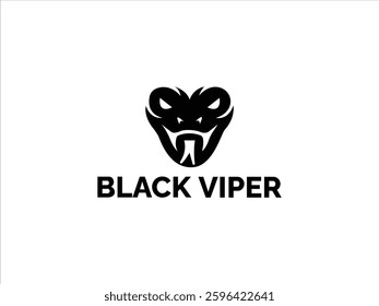 Black simple stylish viper logo design