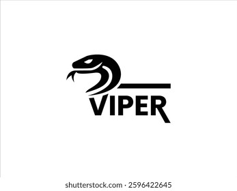 Black simple stylish viper logo design