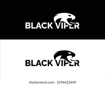 Black simple stylish viper logo design