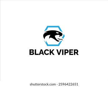 Black simple stylish viper logo design