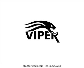 Black simple stylish viper logo design