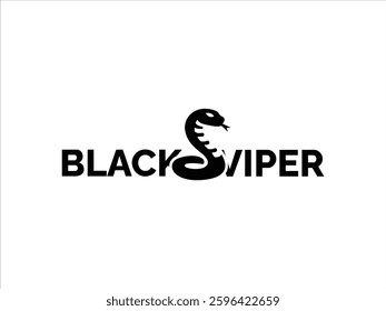 Black simple stylish viper logo design
