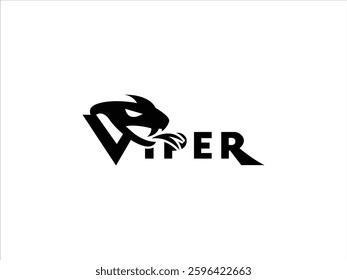 Black simple stylish viper logo design