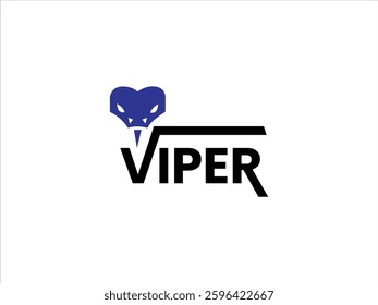 Black simple stylish viper logo design