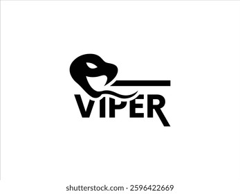 Black simple stylish viper logo design