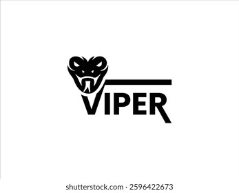 Black simple stylish viper logo design