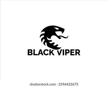 Black simple stylish viper logo design