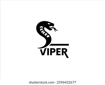 Black simple stylish viper logo design
