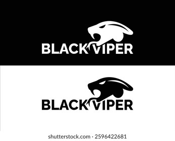 Black simple stylish viper logo design