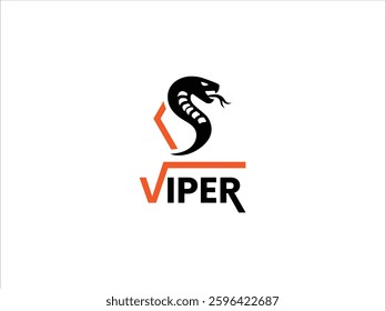 Black simple stylish viper logo design