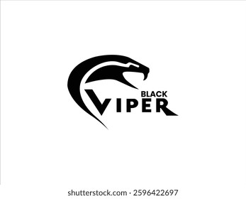 Black simple stylish viper logo design