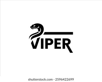 Black simple stylish viper logo design