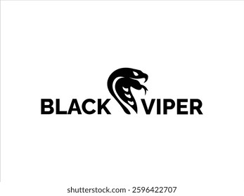 Black simple stylish viper logo design