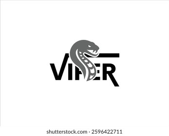 Black simple stylish viper logo design