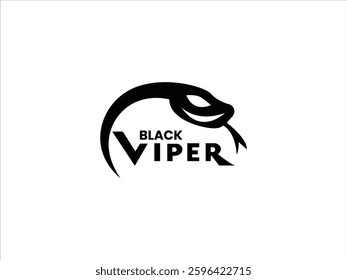 Black simple stylish viper logo design