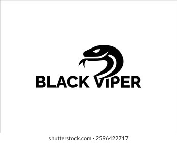 Black simple stylish viper logo design