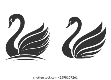 black simple swan icon on white background
