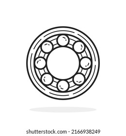 icono de rodamientos de bolas de línea delgada simple y negra. tendencia plana elemento de diseño gráfico de logotipo moderno. concepto de parte del pictograma de detalle de la máquina o del coche