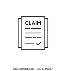 Icono de forma de Reclamo de línea delgada simple negro. Diseño gráfico de contorno de tendencia Moderno elemento de logotipo de burocracia aislado en blanco. concepto de información comercial importante o trabajo de papel de Cliente personal
