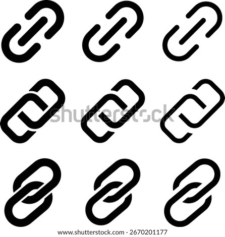 black simple URL or link icon set