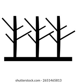 Um vetor preto e simples de uma árvore nua com ramos. Ideal para uso ambiental, natural, sazonal ou abstrato em design
