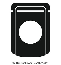 Black simple vector icon of a blank doypack packaging for food