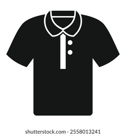 Black simple vector icon of a polo shirt with buttons, ideal for a clothing website or fashion blog