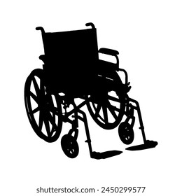 Black simple wheelchair silhouette vector illustration isolated on white background.