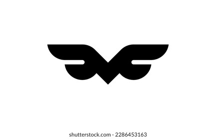 Black simple wings logo design